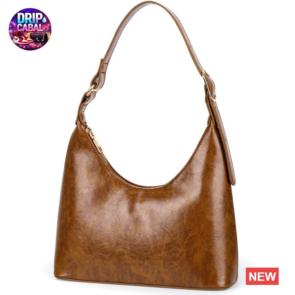 Vegan Leather Hobo Bag Mini Shoulder Purse Retro Chic Vintage Crescent
